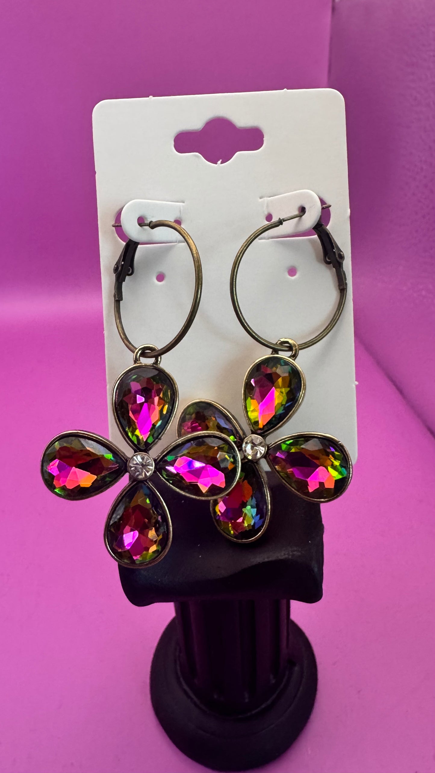 Volcano Burnished Gold Flower Earrings