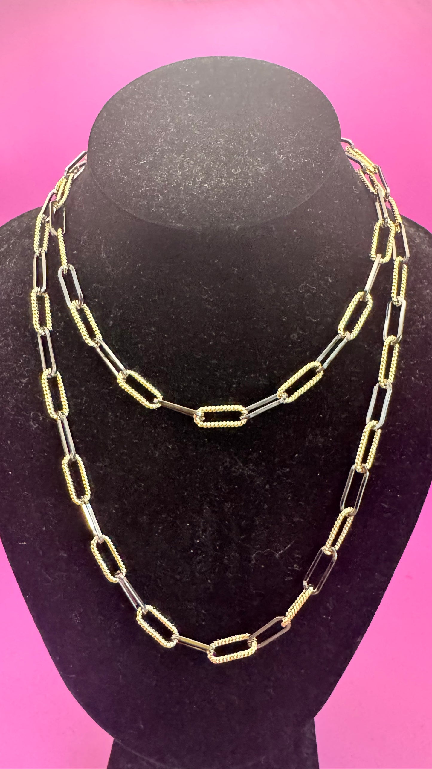 Gold and Silver Chain Link Necklace
