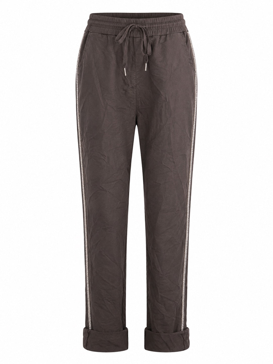Janna Rhinestone Stretch Pants Brown