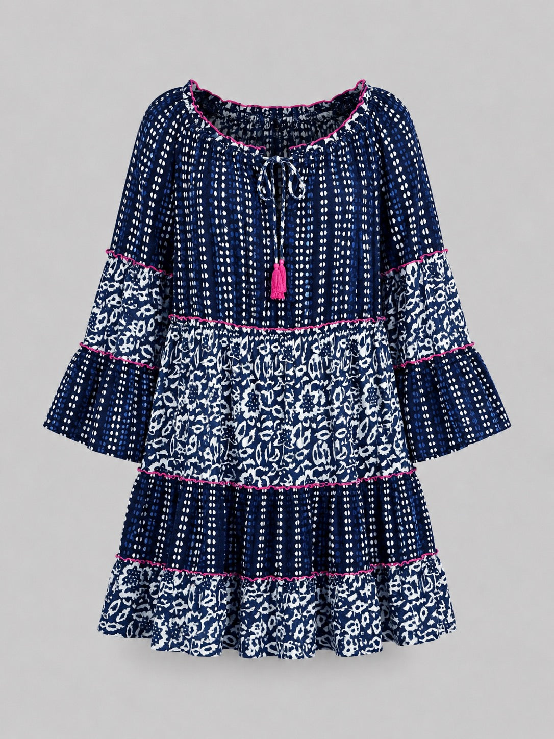 Serena Blue Printed Dress