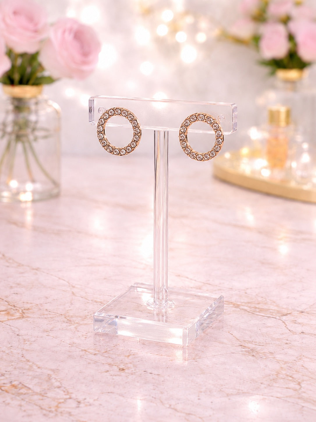 Open Circle Pavé Stud Earrings