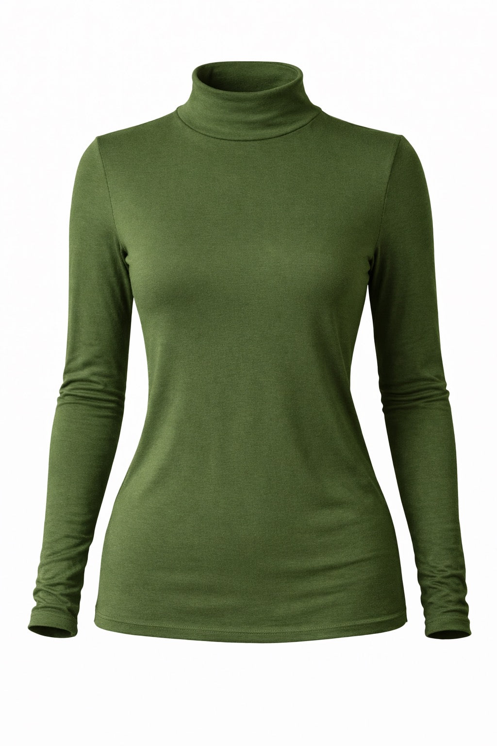 Lydia Mock Neck Rayon Jersey Top Olive Green