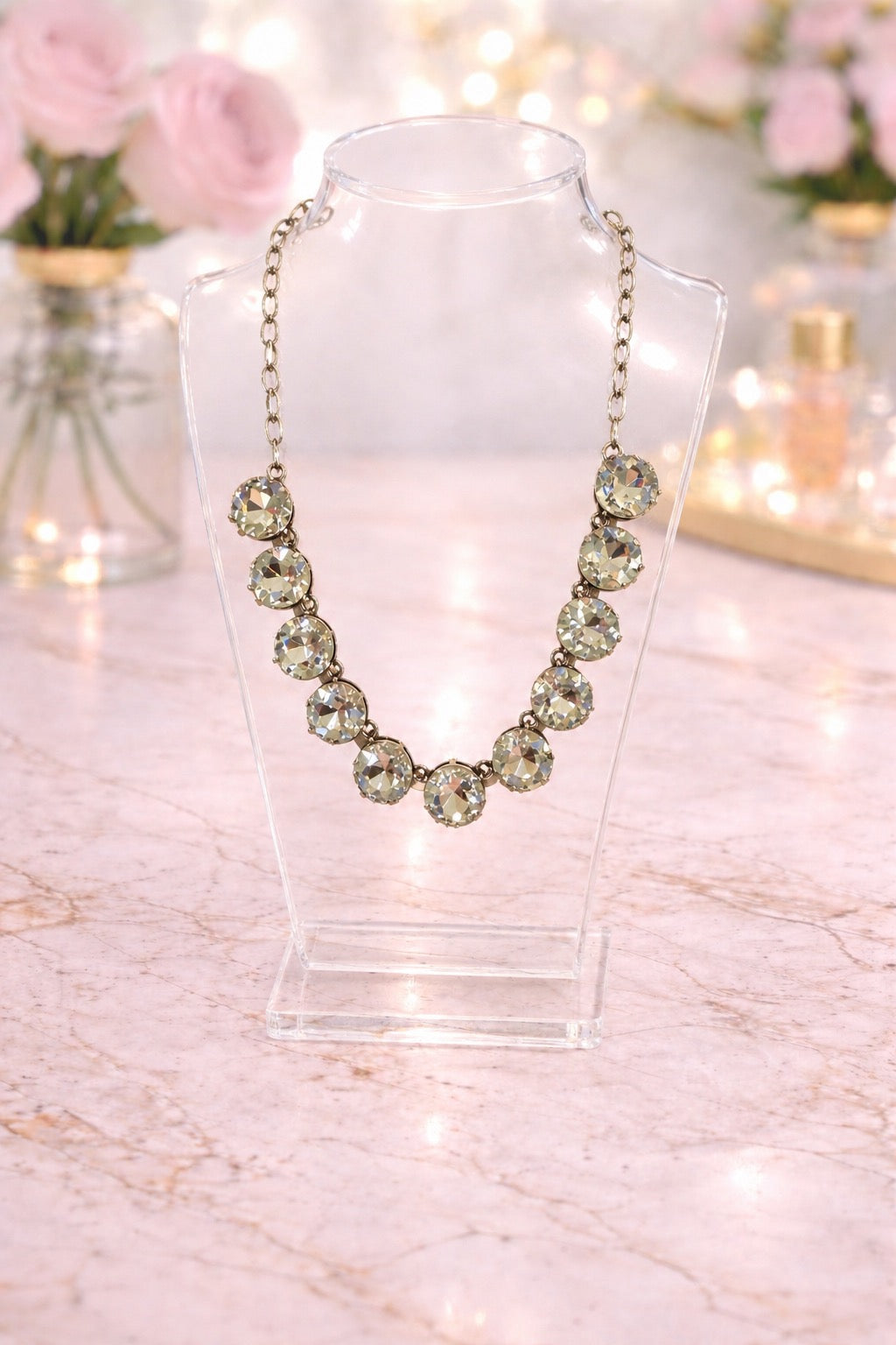 Clear Dime Necklace Silver