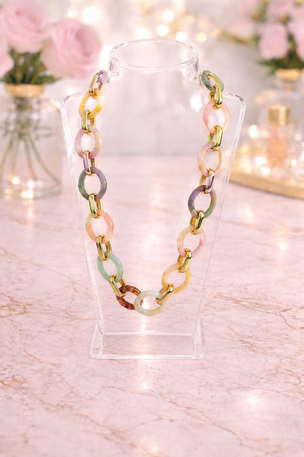 Pastel Resin Chain Necklace