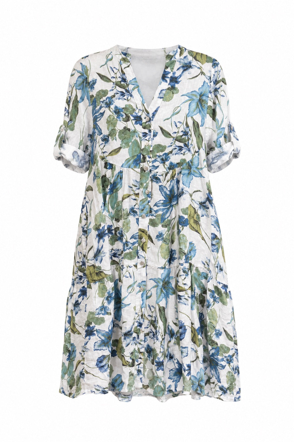 Silvia Botanical Tiered Dress O/S