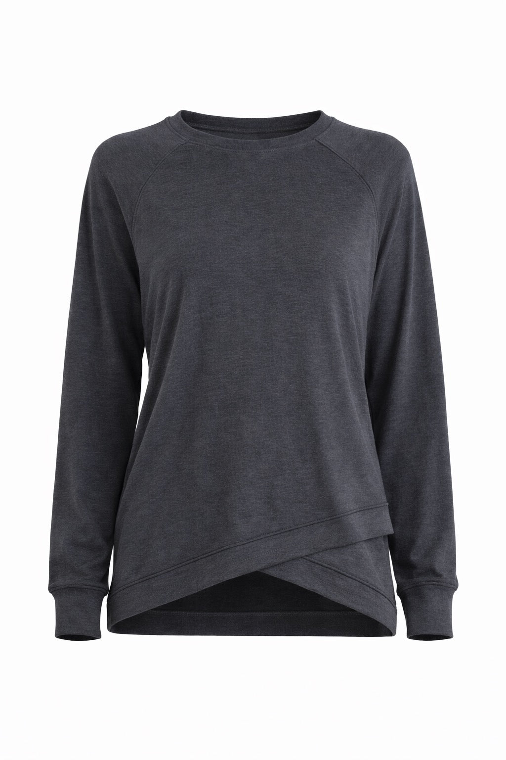 Blaise Tulip Hem Long Sleeve Top Charcoal