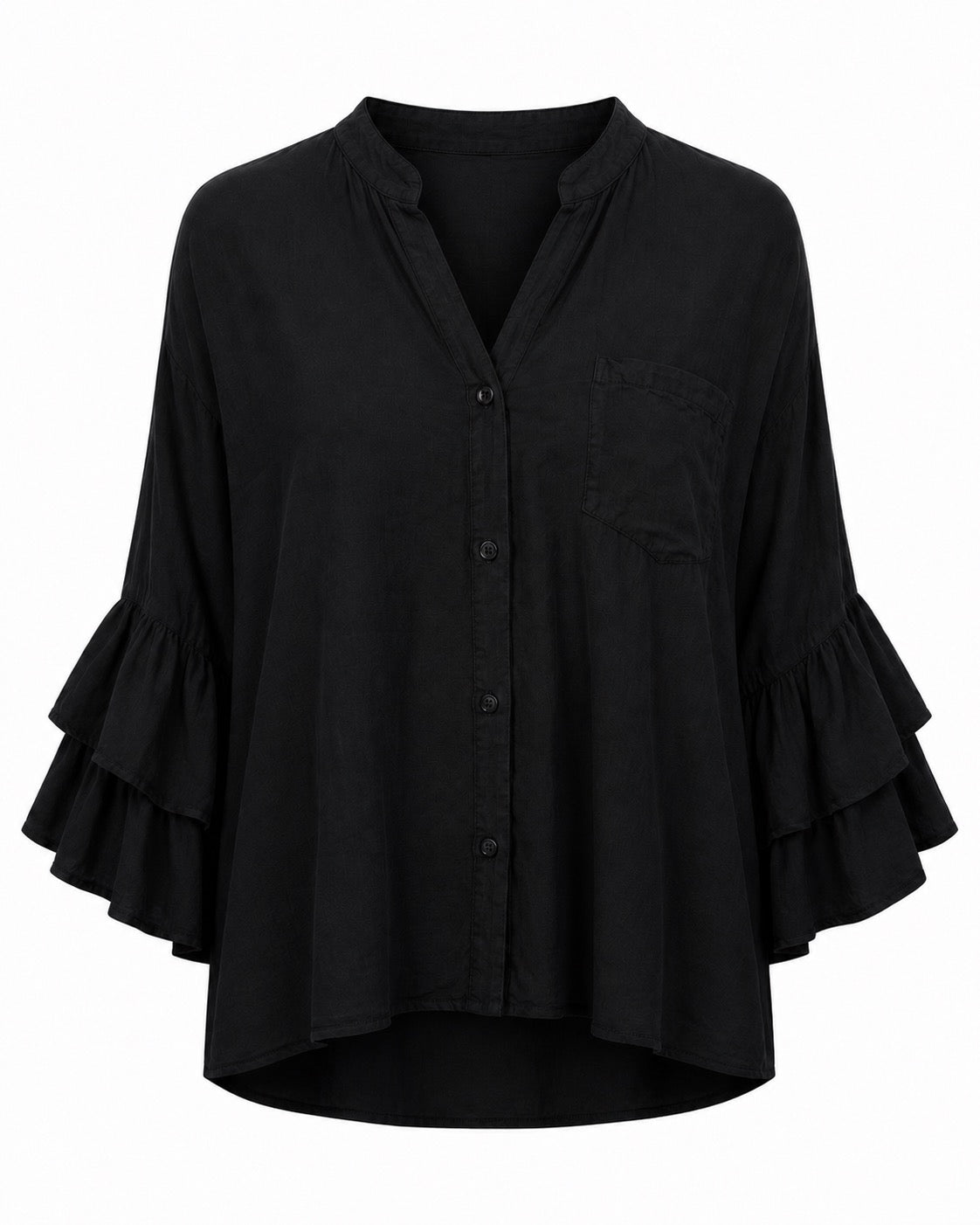 Marina Ruffle Sleeve Blouse Black