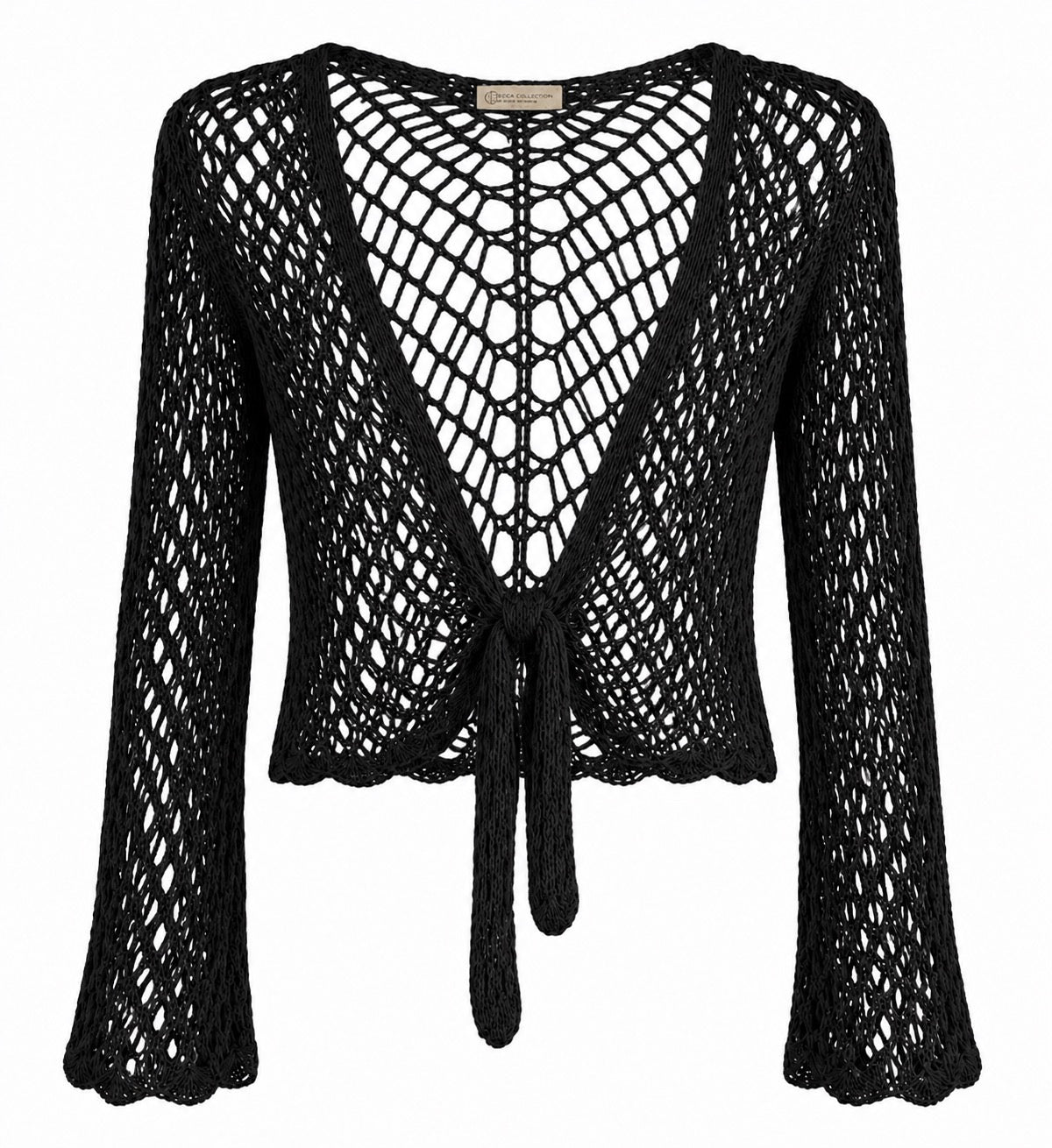 Rosetta Black Tie Front Sweater O/S