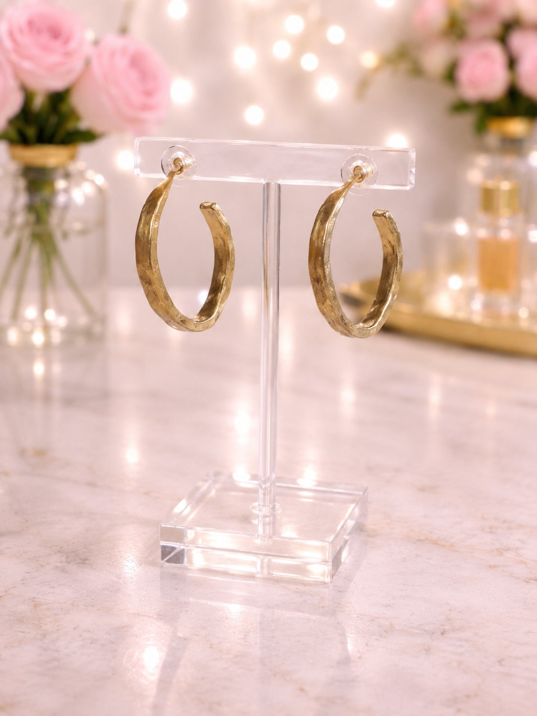 Hammered Gold Hoop Earrings