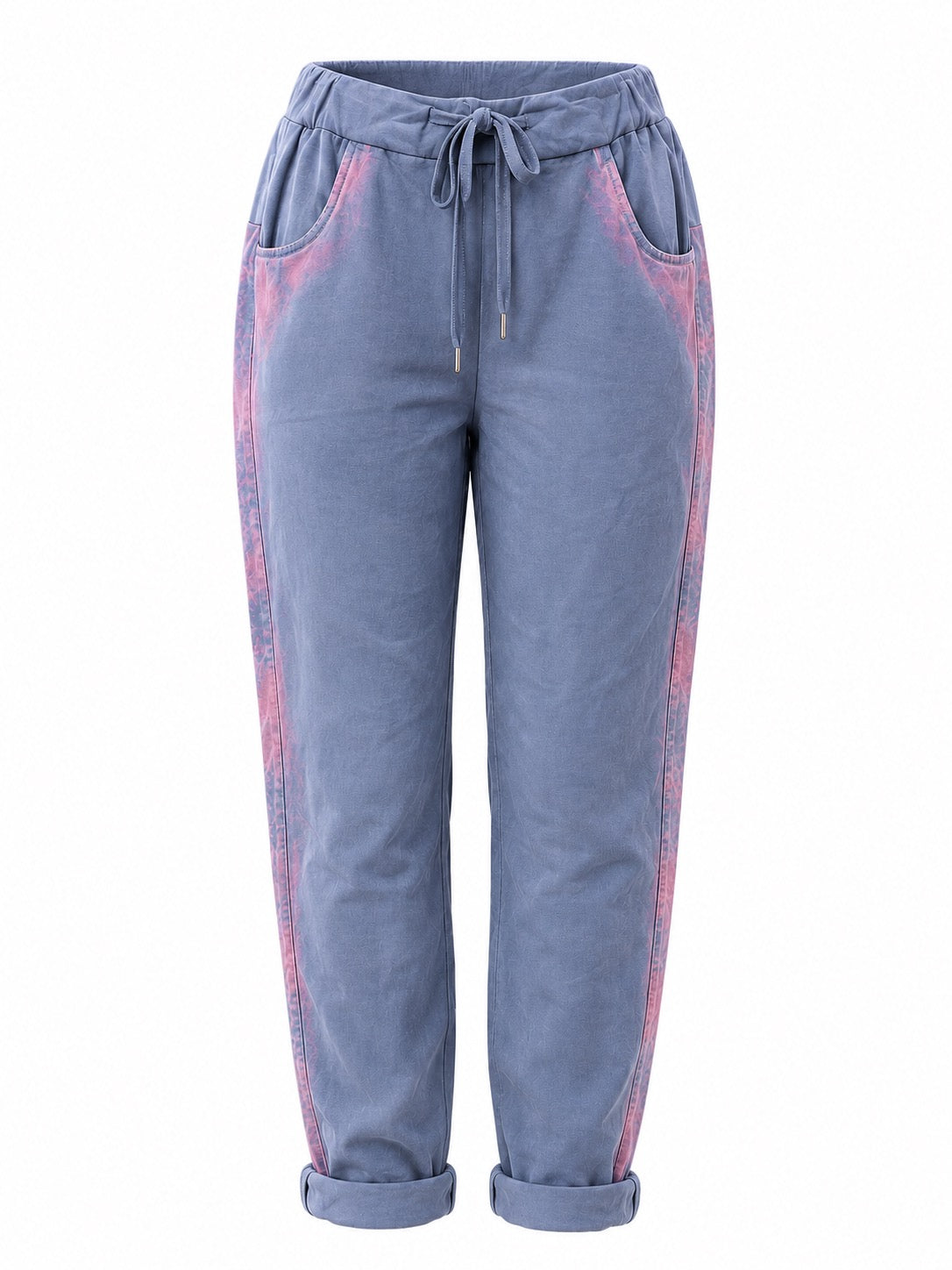 Janna Stretch Pant Blue w/Pink Paint