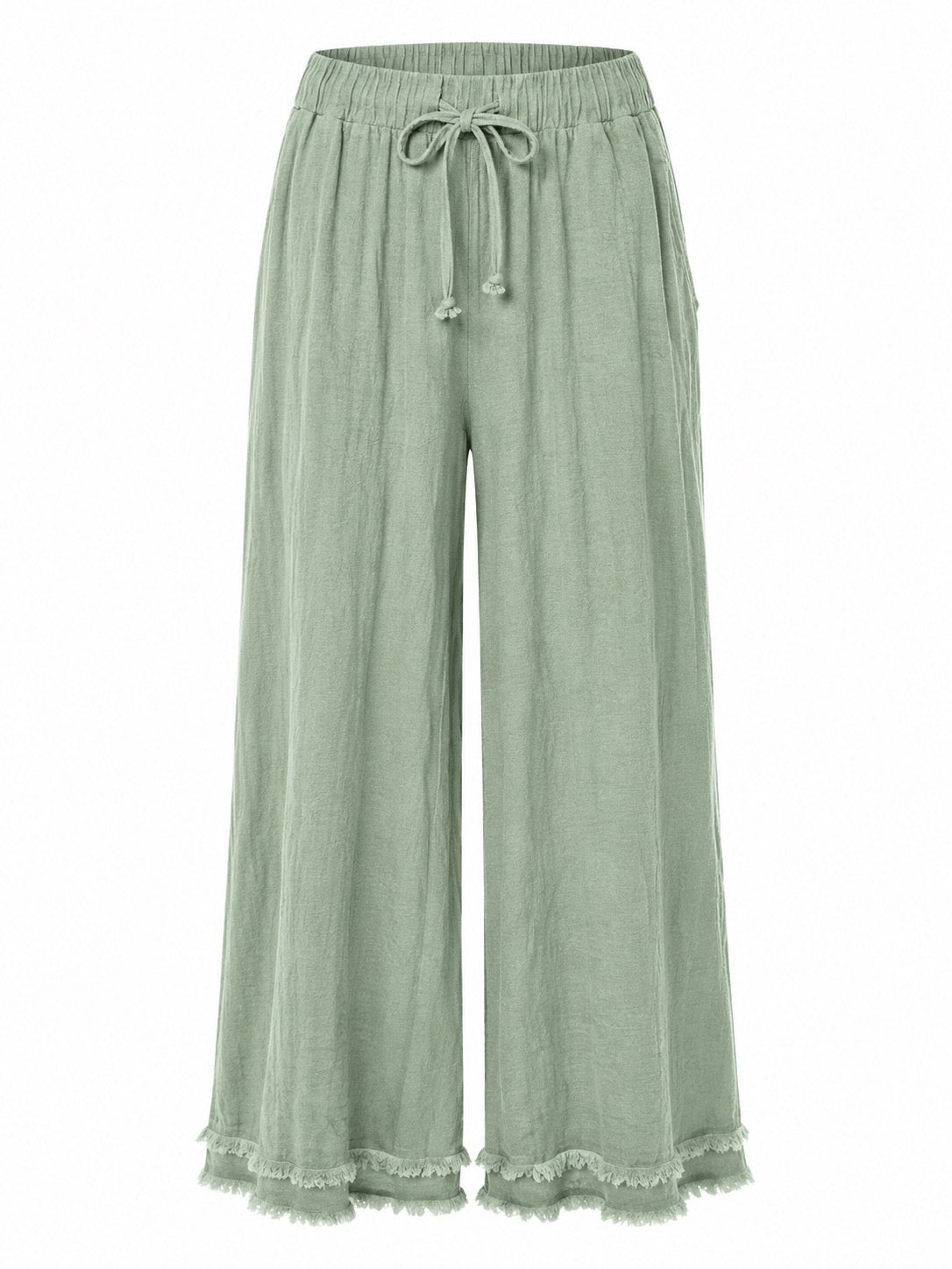 Willow Fringe-Hem Linen Pants O/S