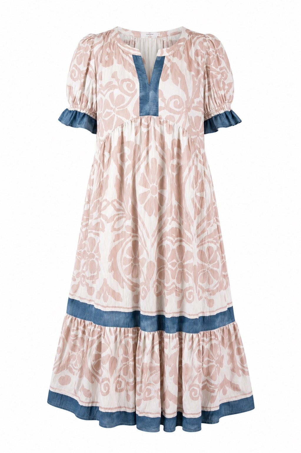 Margie Bohemian-style dress with denim accents