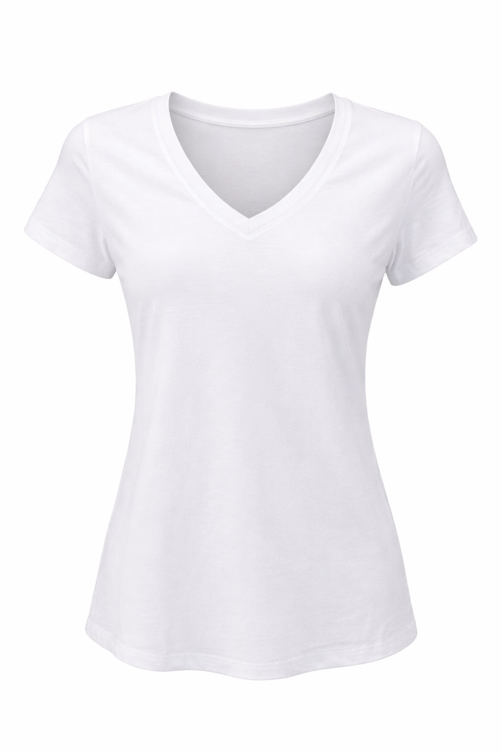 LIV SHORT SLV COTTON JERSEY V-NECK TOP - WHITE