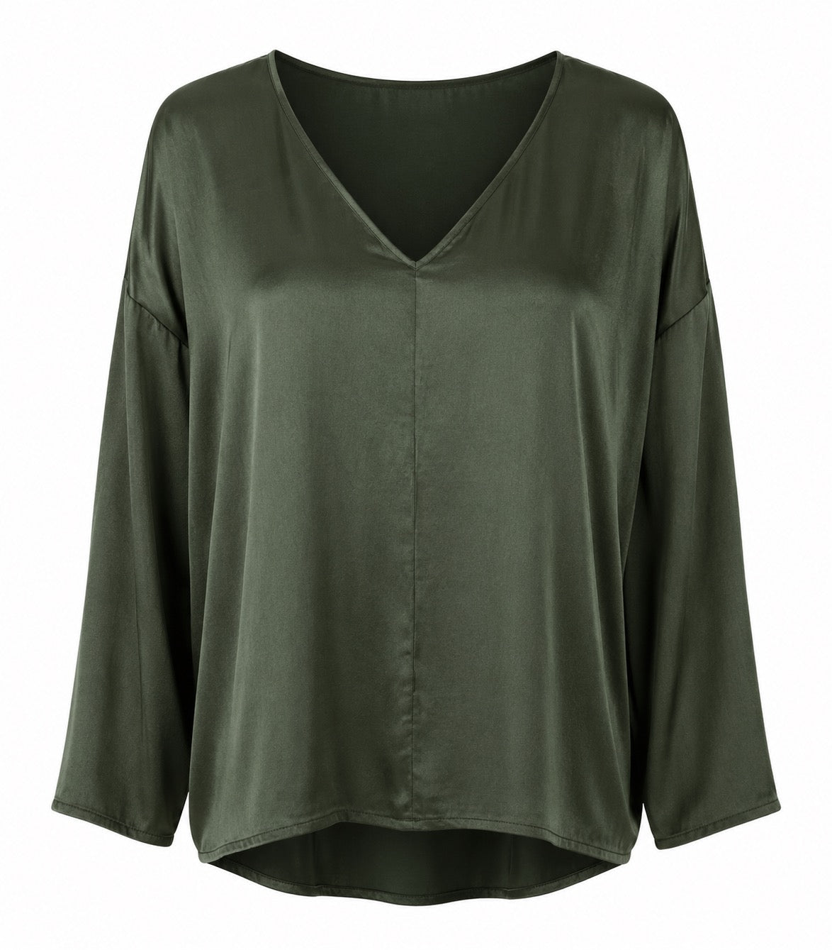 Genevieve Olive Satin Blouse