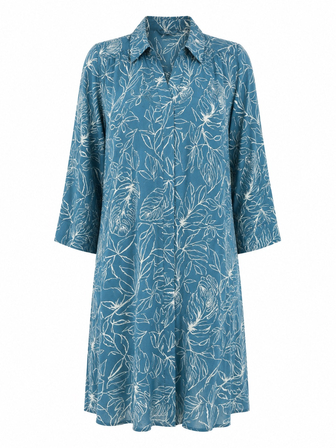 Charlotte Teal Leaf Shirtdress