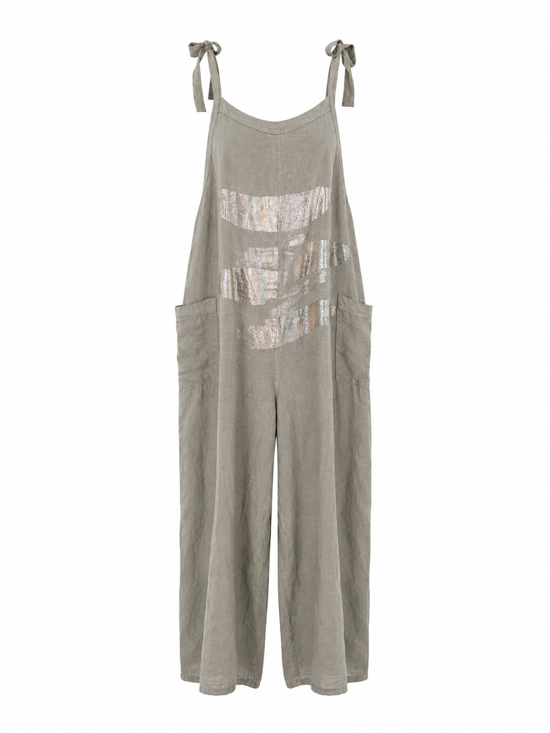 Susie Relaxed Linen Jumpsuit w/ Metallic Accents
