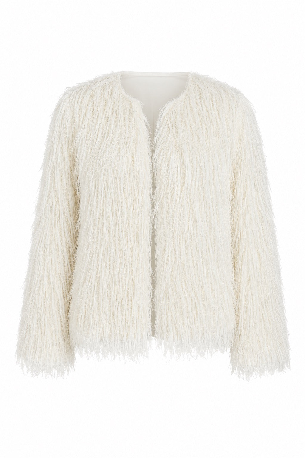 Faye Feather Faux Fur Jacket Ivory