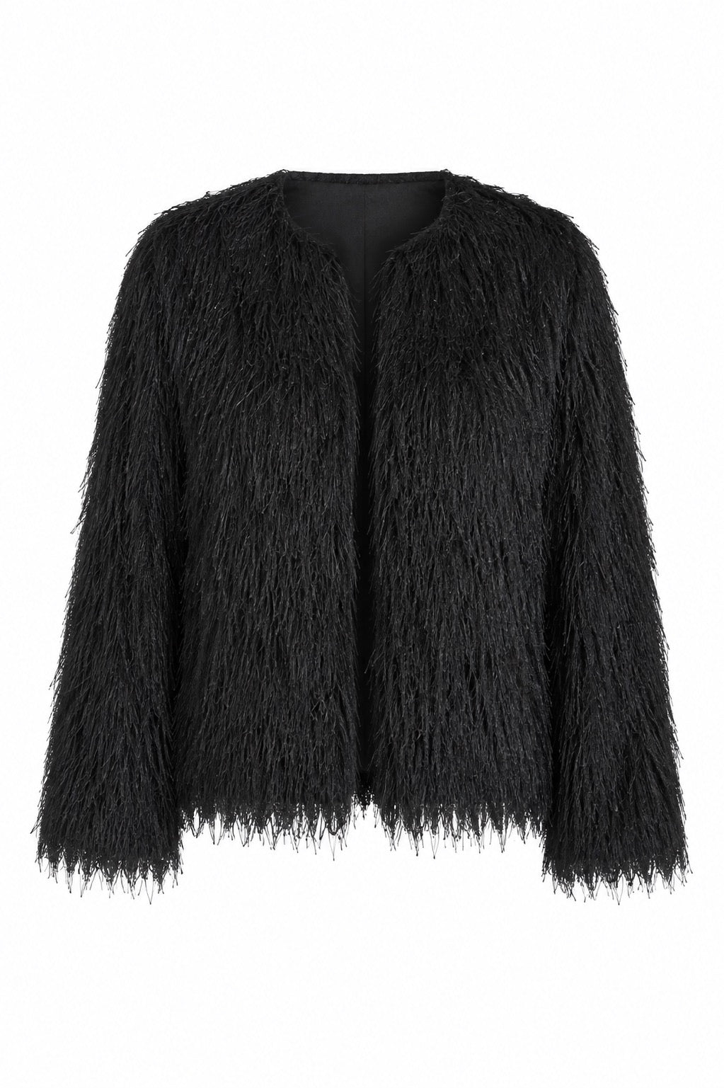 Faye Feather Faux Fur Jacket Black