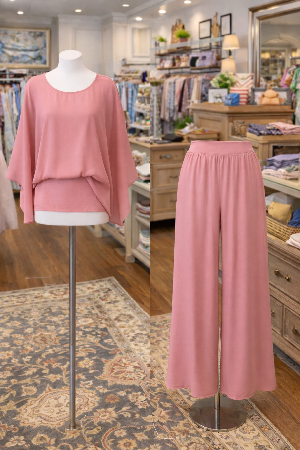 Chaira Flowy Wide Leg Pant - Dusty Rose