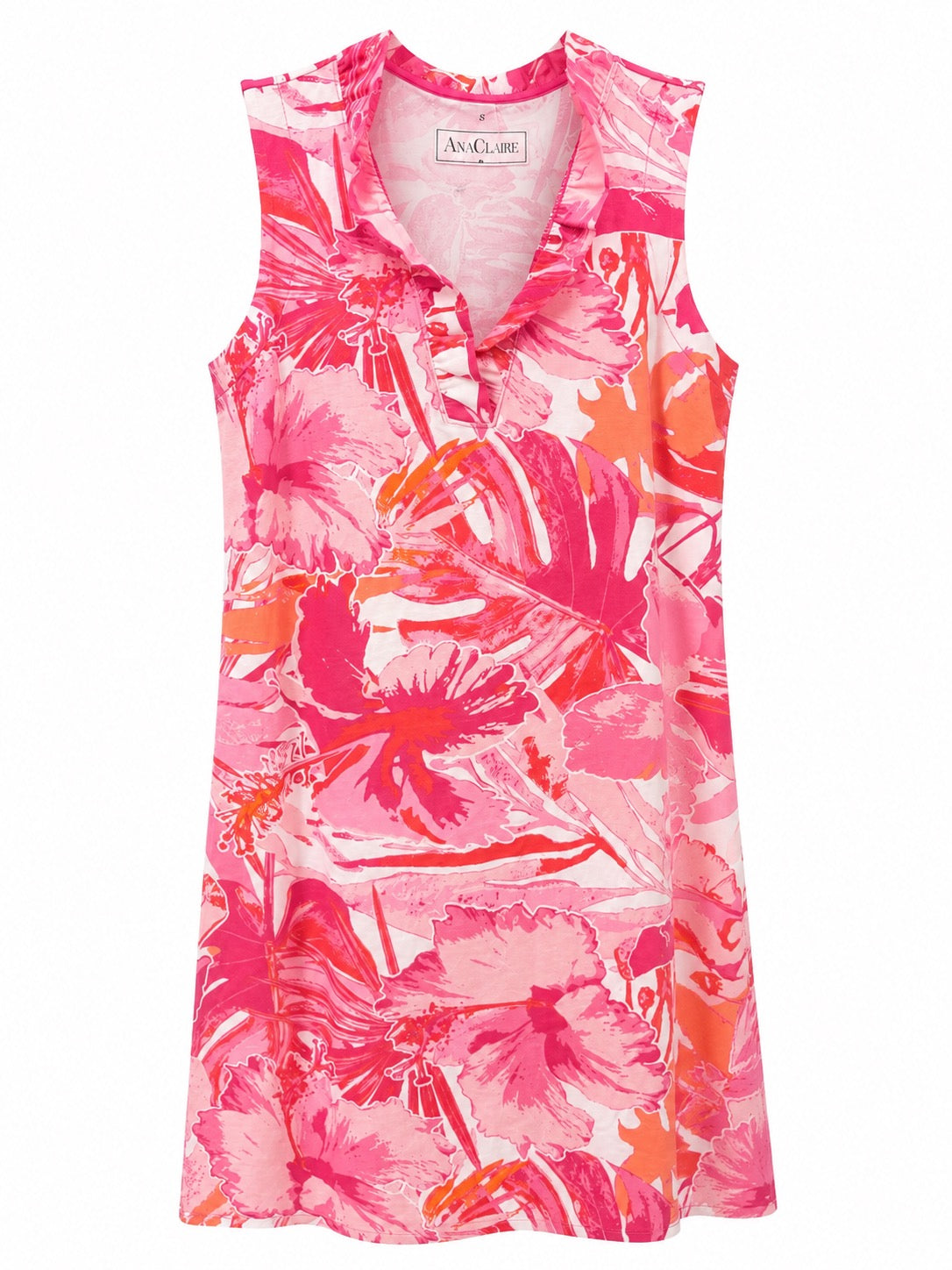 Nina Pink Floral Sleeveless Print Dress