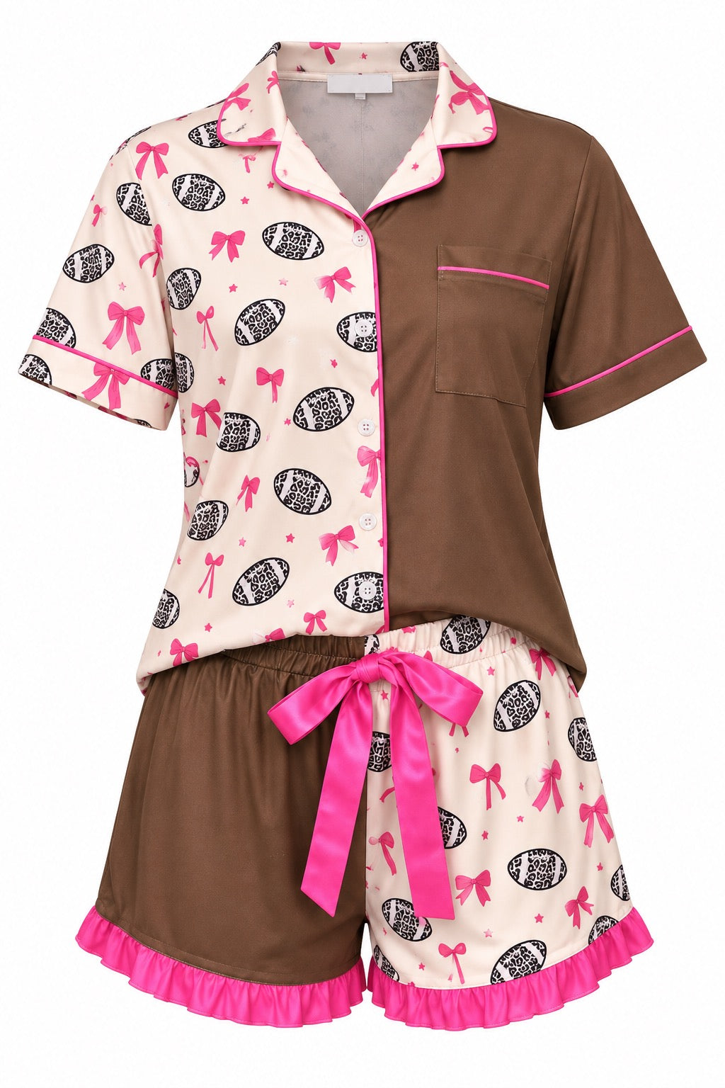 Lola Leopard Bow Football Pajamas