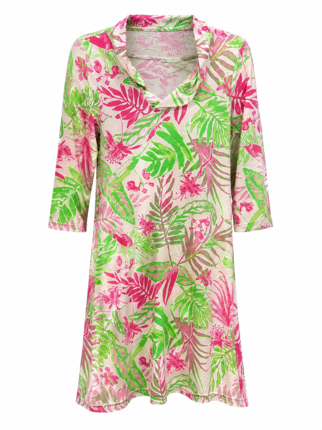 Flora 3/4 Sleeve Floral Dress Blue Print