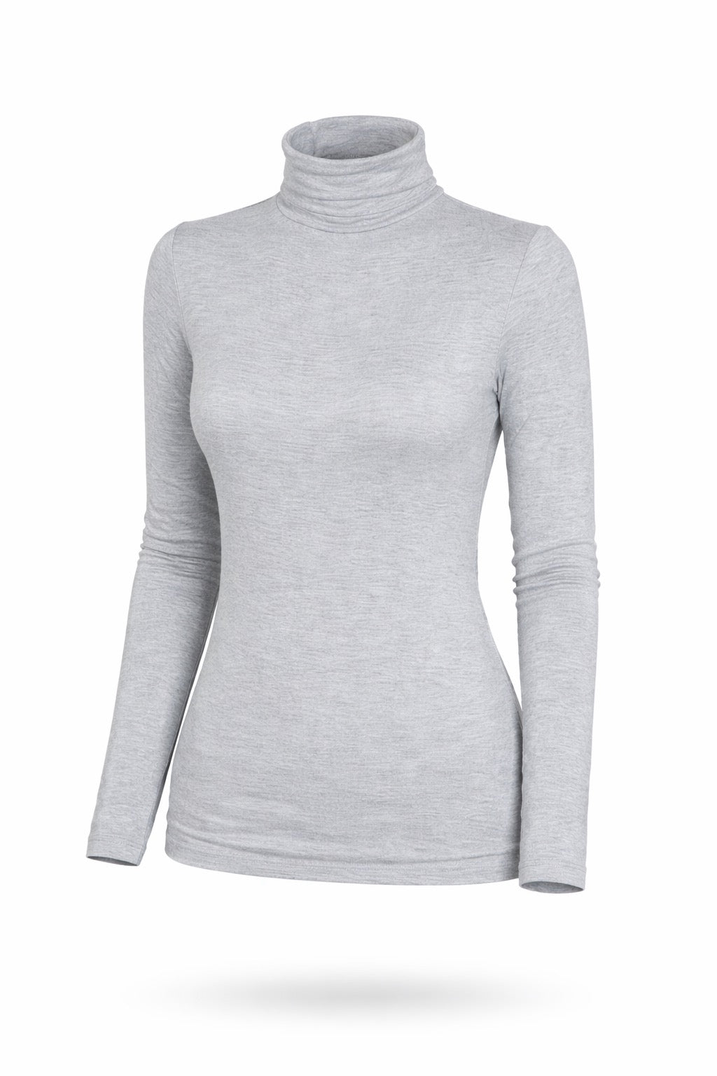 Lydia Mock Neck Rayon Jersey Top Bold Heather Grey