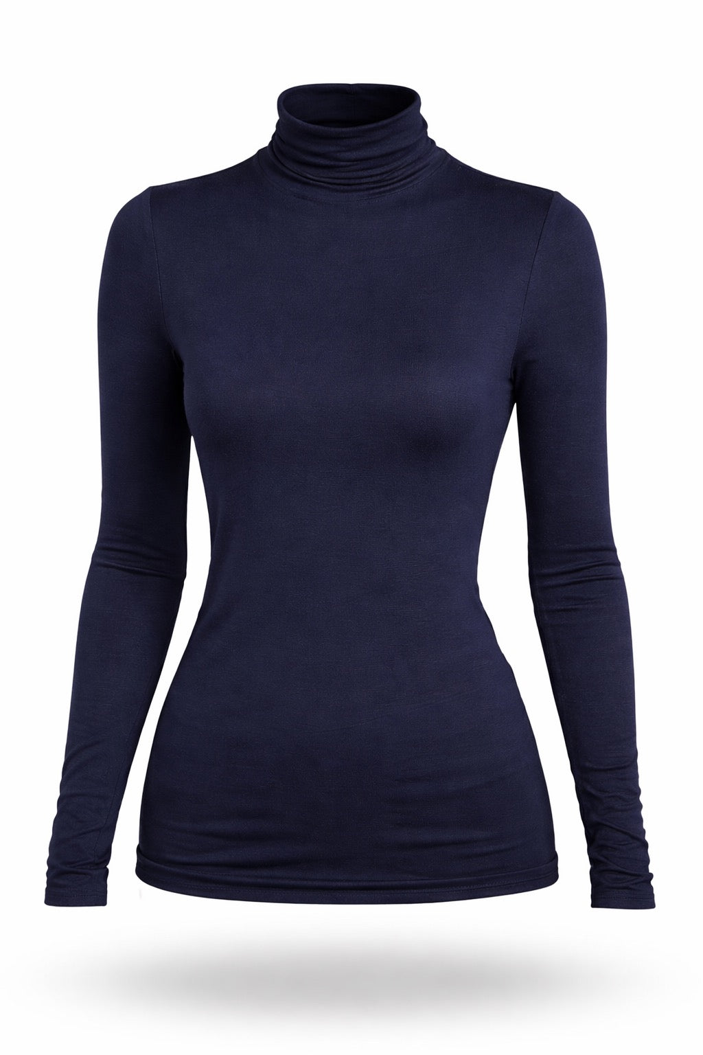 Lydia Mock Neck Rayon Jersey Top Bold Navy