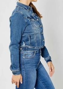 Judy Blue Destressed Dark Blue Jean Jacket