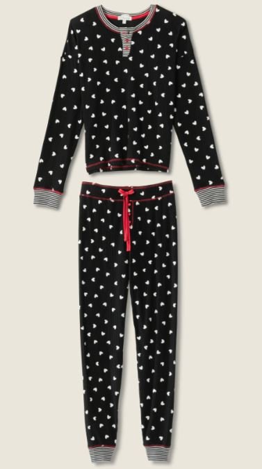 Tiny Hearts Waffle Thermal Ski Jammie Set