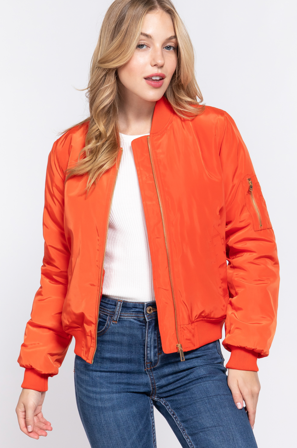 Quinn Bomber Jacket Orange