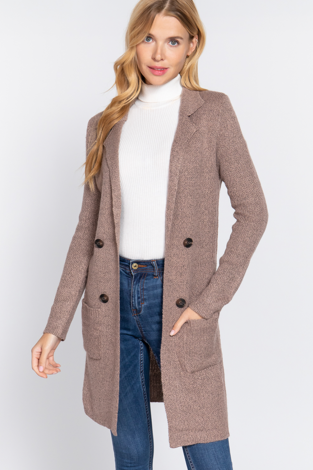 Penelope Long Sweater Jacket Pink/Mauve