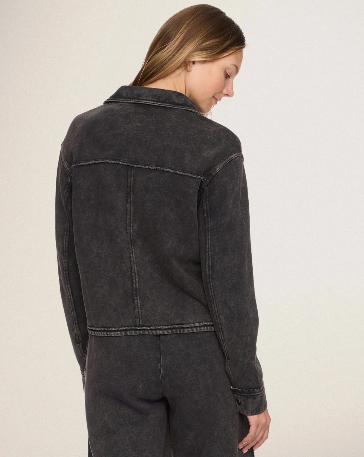 Charlotte French Terry Zip Jacket Washed Black