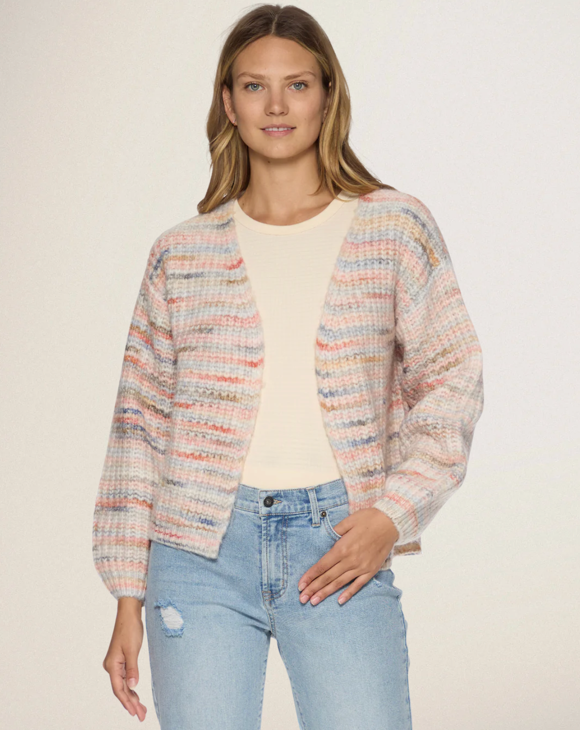 Dorset Balloon Sleeve Cardigan Neutral Combo