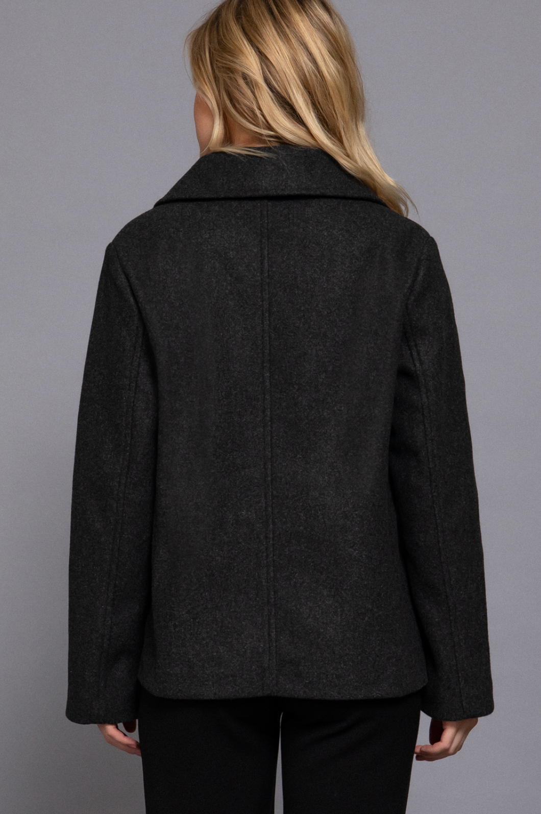 Celia Soft Felt Short Black Peacoat