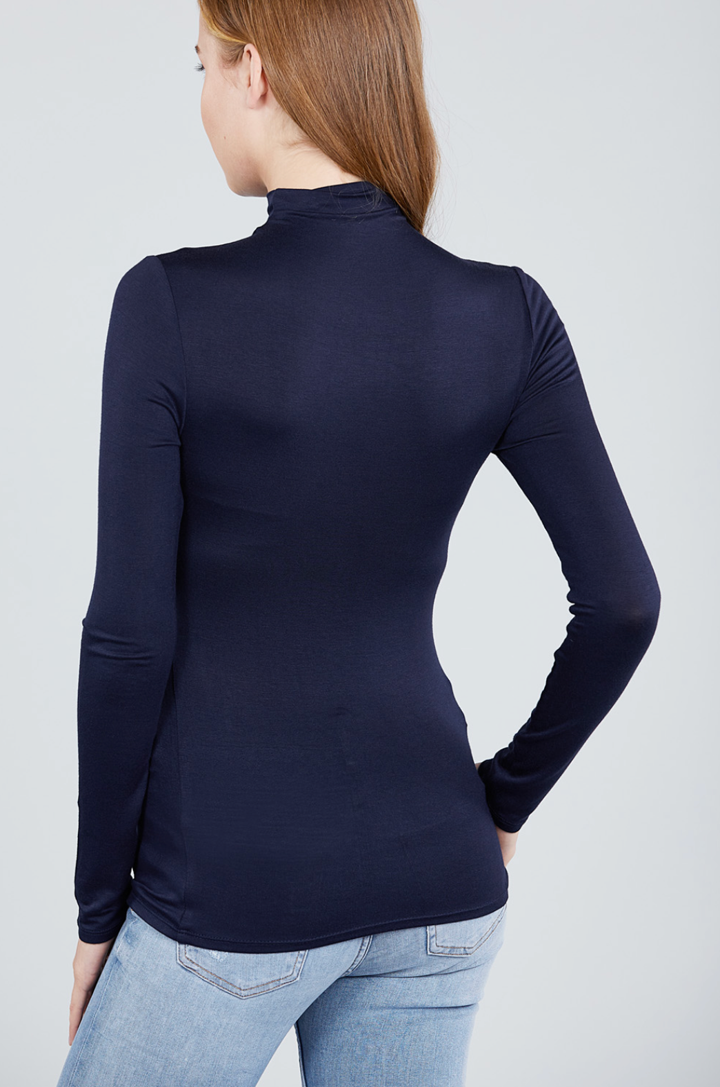 Vivian Mock Neck Rayon Jersey Top True Navy