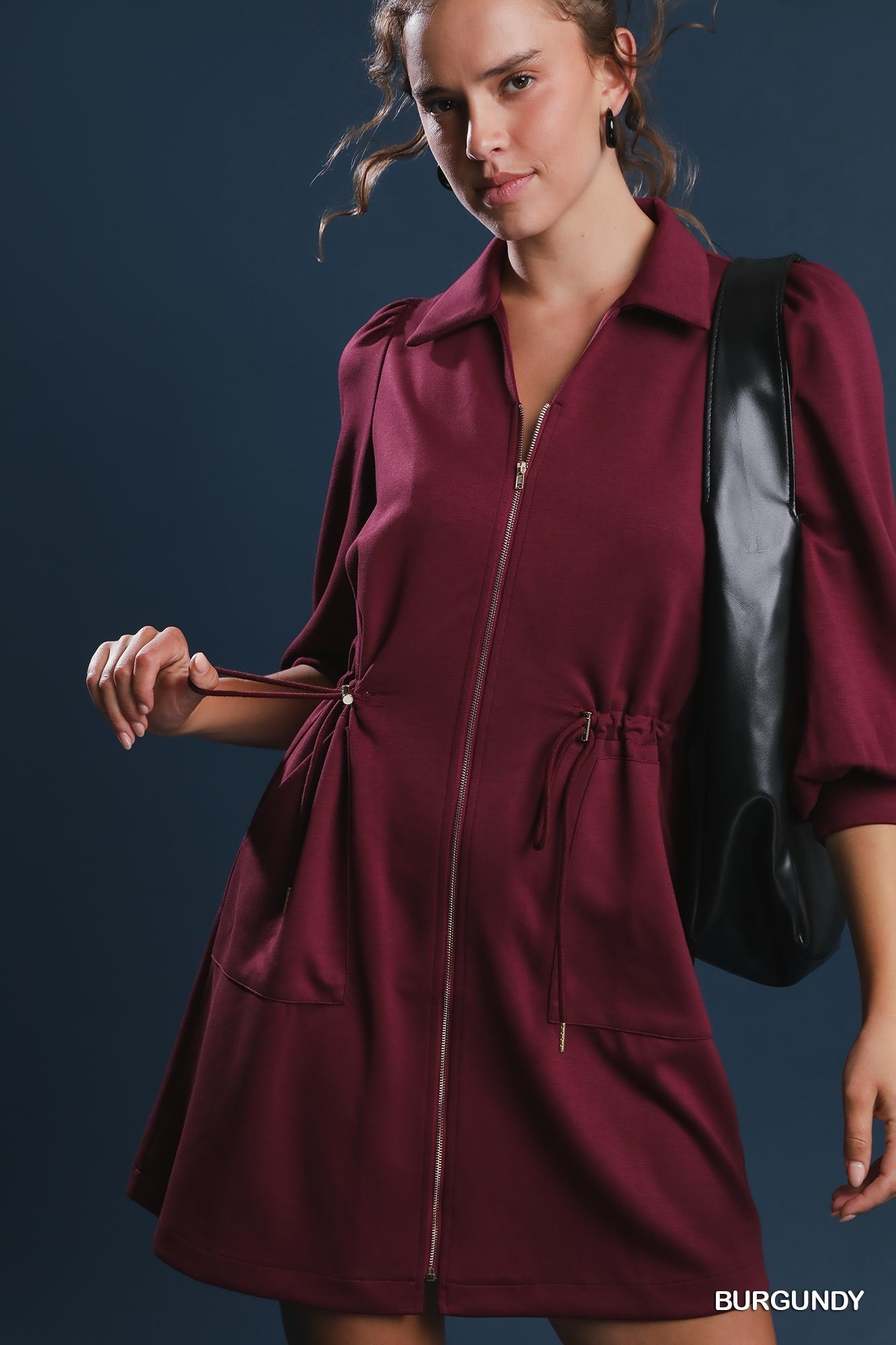 Juliette Luxeknit V Neck Dress Burgundy