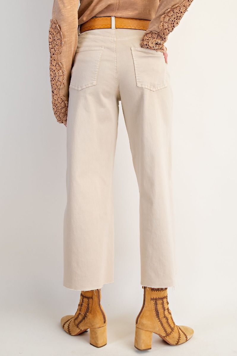 Gia Button Front Stretch Pants Stone Khaki