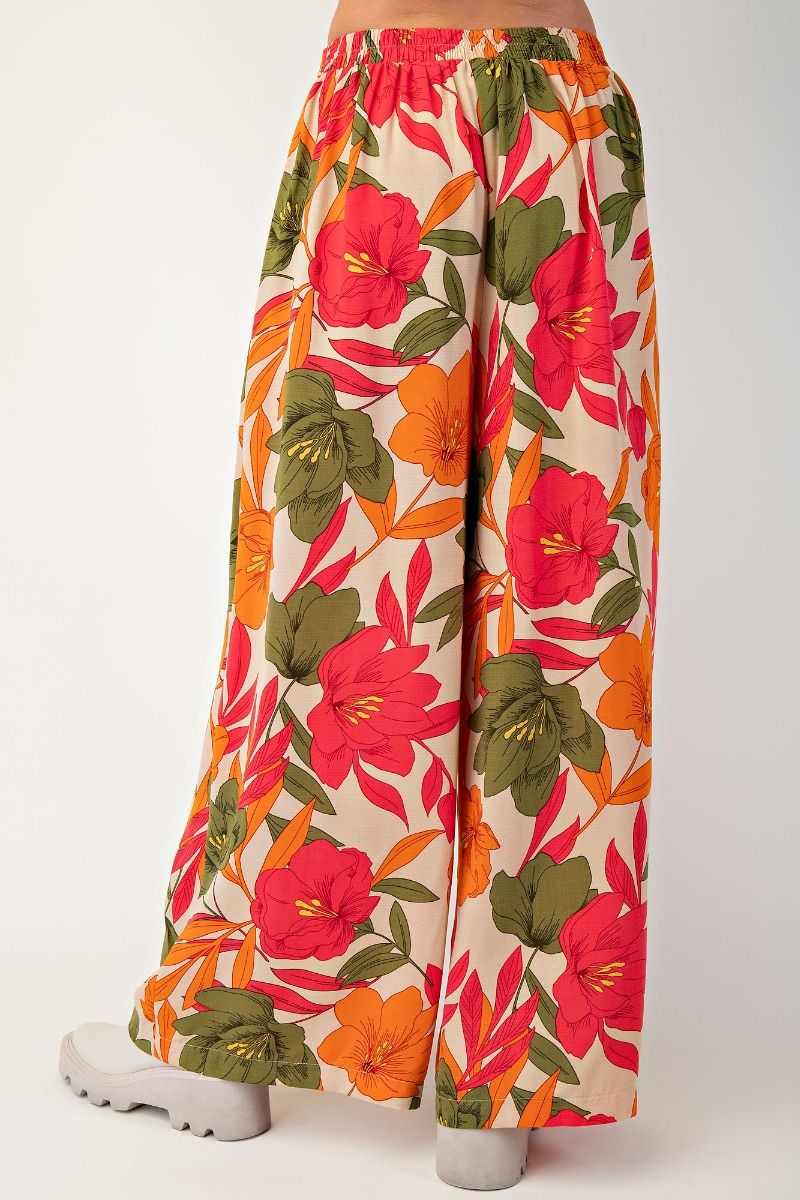 Marisol Floral Printed Wide Pants Natural