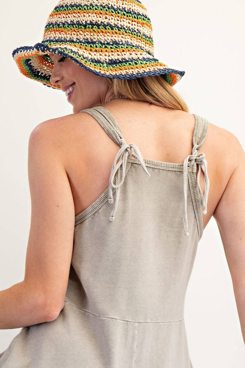 Noa Sleeveless Mineral Washed Palazzo Jumpsuit Sage Grey