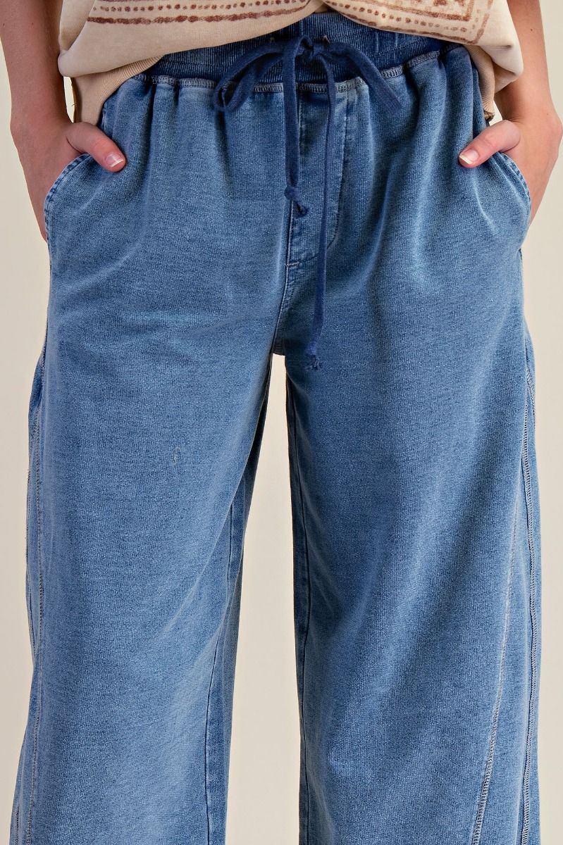 Wendy Washed Terry Wide Leg Pants Lt Denim