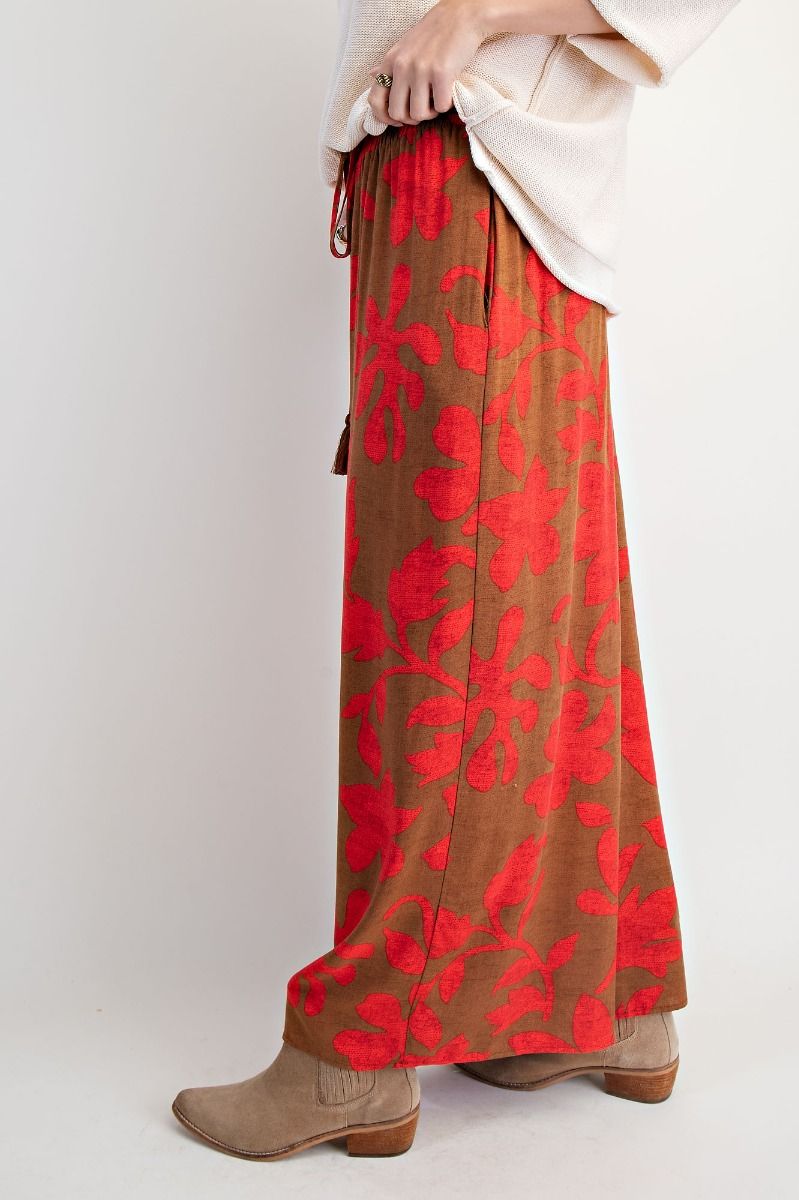 Maile Printed Rayon Challis Smocked Waist Pants