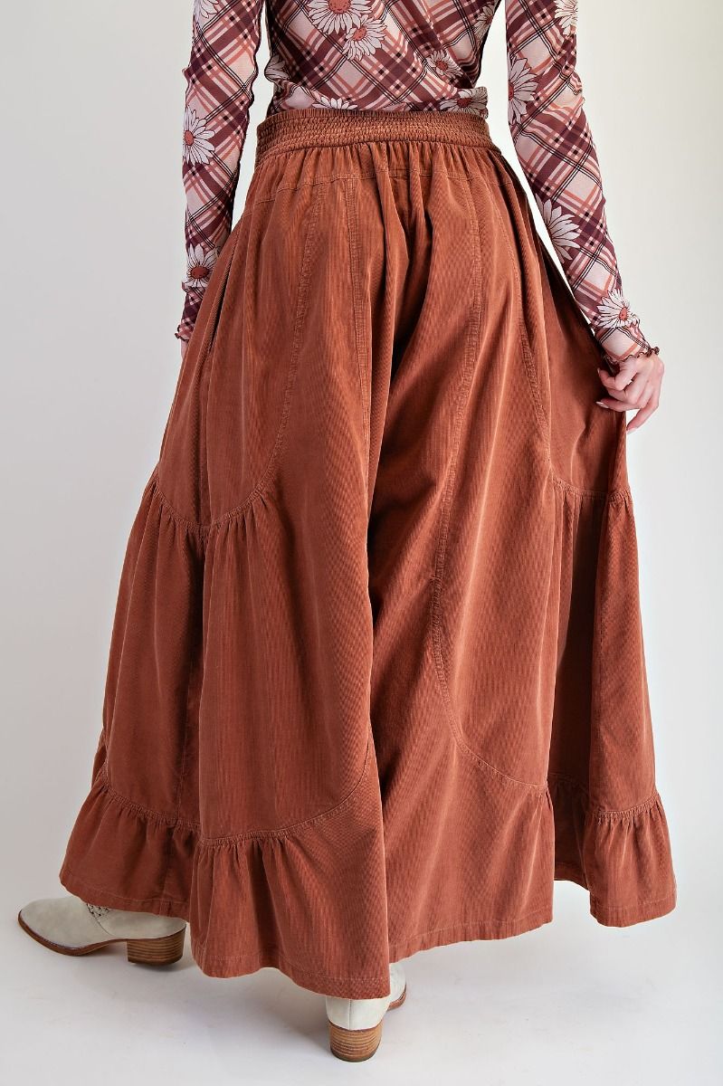 Rowen Washed Baby Corduroy Brick Palazzo Pants