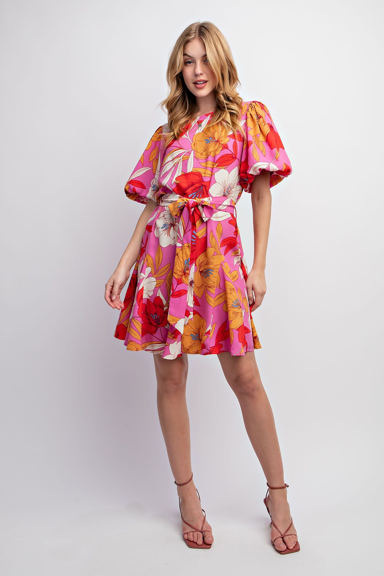 Kennedy Floral Printed Skater Dress Lilac Rose