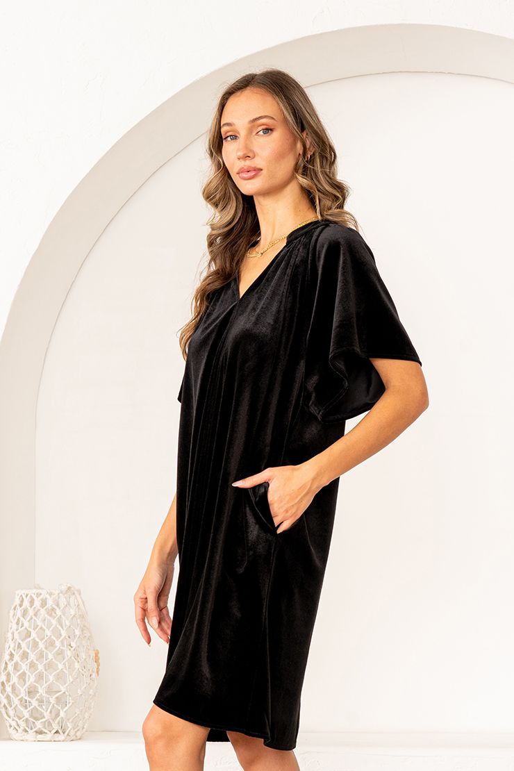 Karly Black Velvet Dress