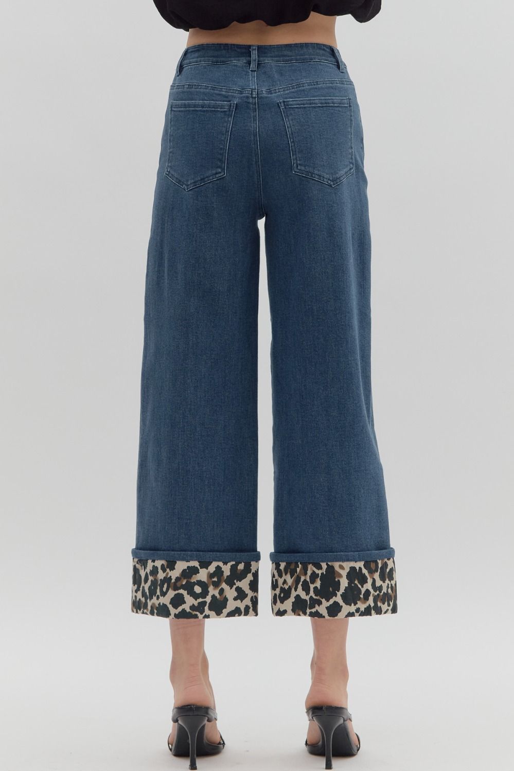 Elaina Leopard Cuff Denim Pants