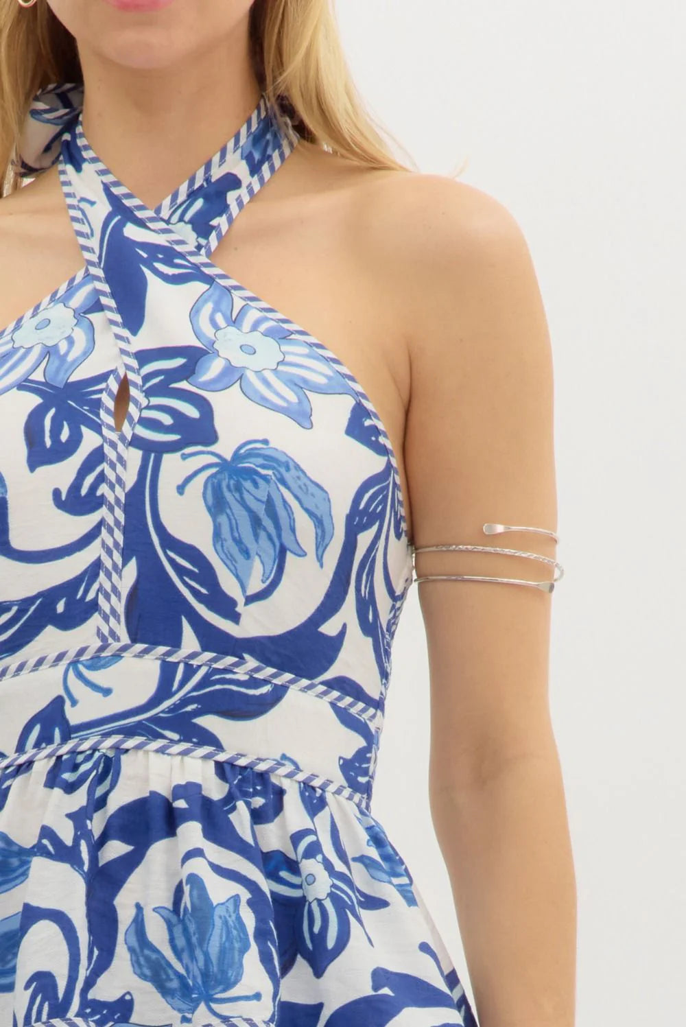 Olivia Paisley Print Tiered Halter Midi Dress