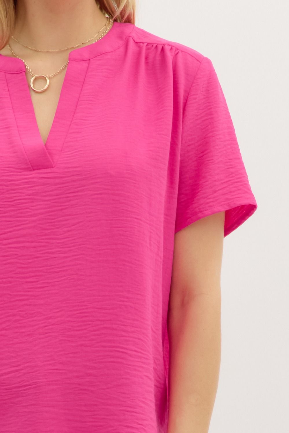 Erica V-Neck Top Hot Pink