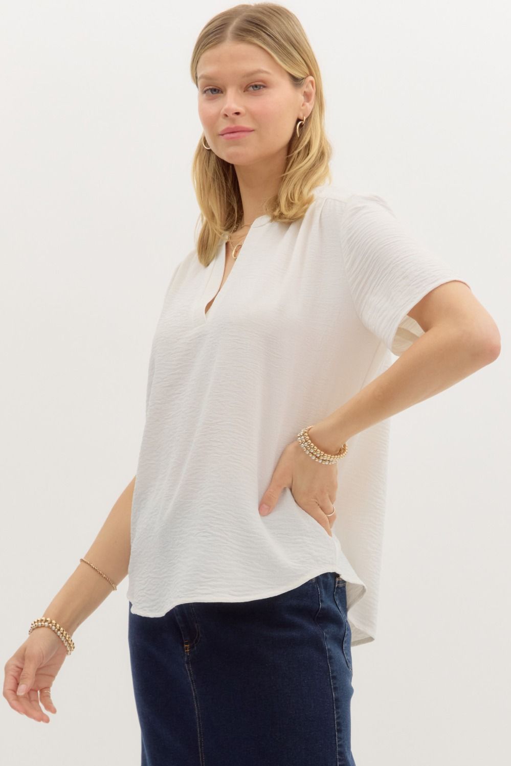 Erica V-Neck Top Off White