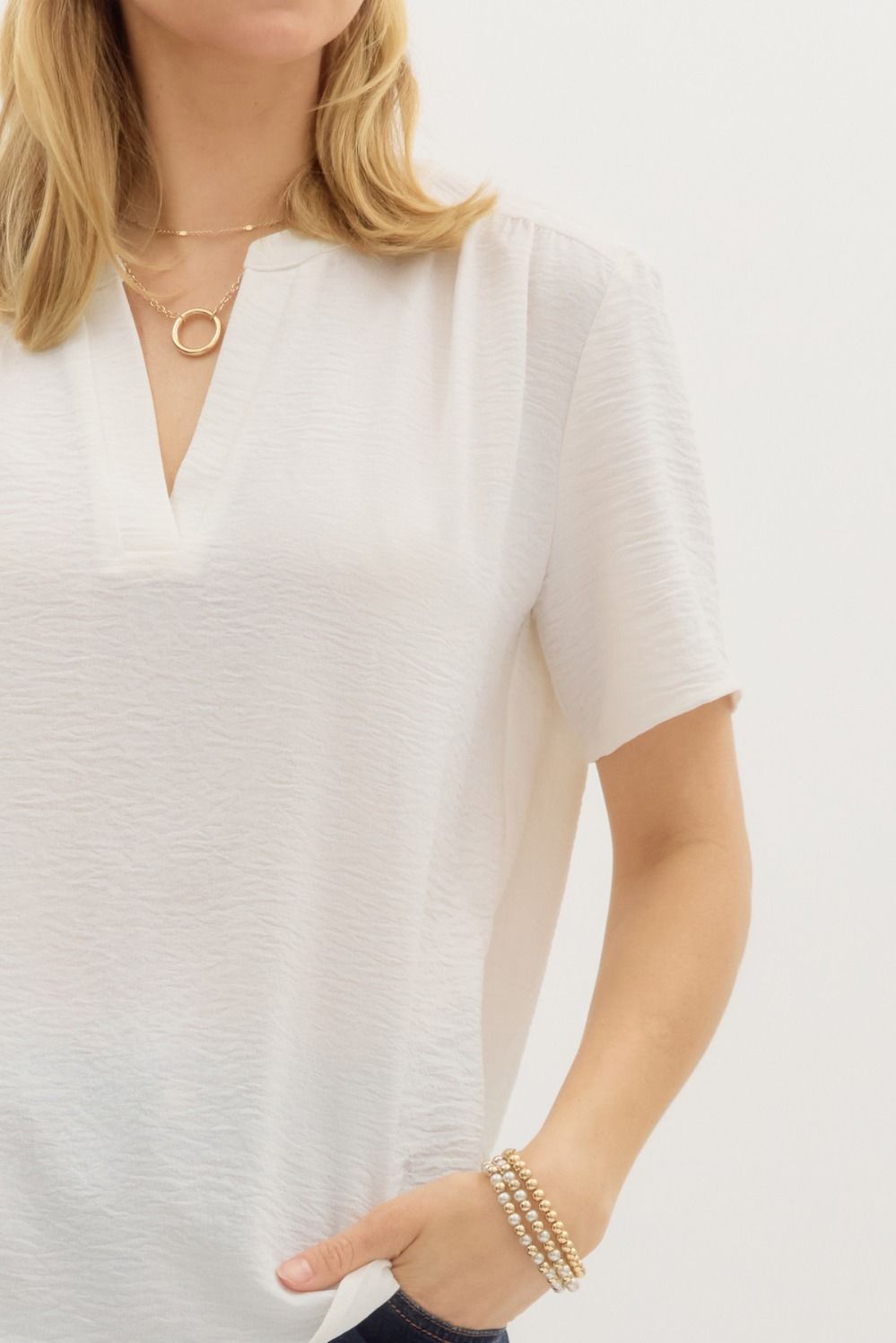 Erica V-Neck Top Off White